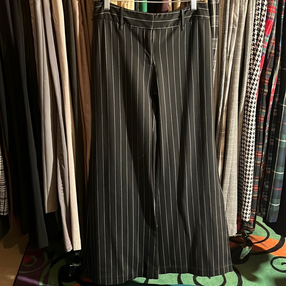 🌈Vintage Y2K Express black pinstripe extreme wide flare leg pants - Picture 1 of 7